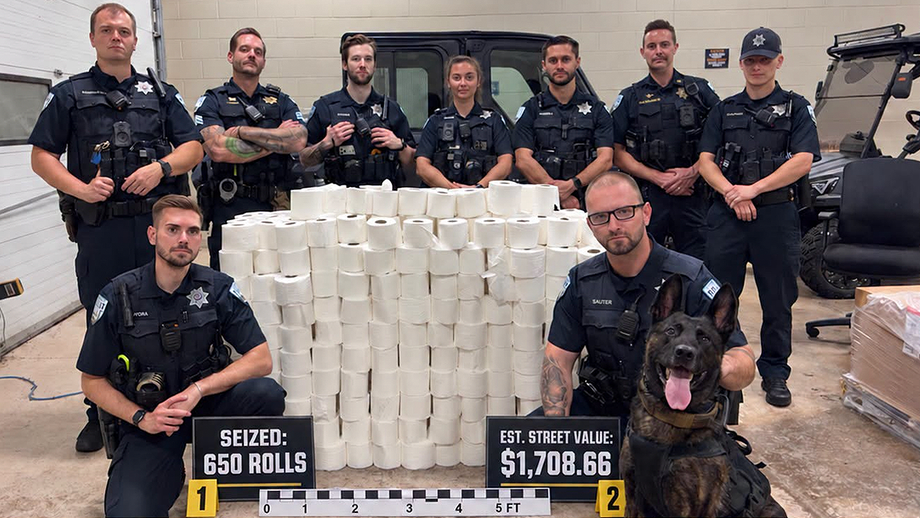 Cops wipe out homecoming chaos with massive 650-roll toilet paper haul