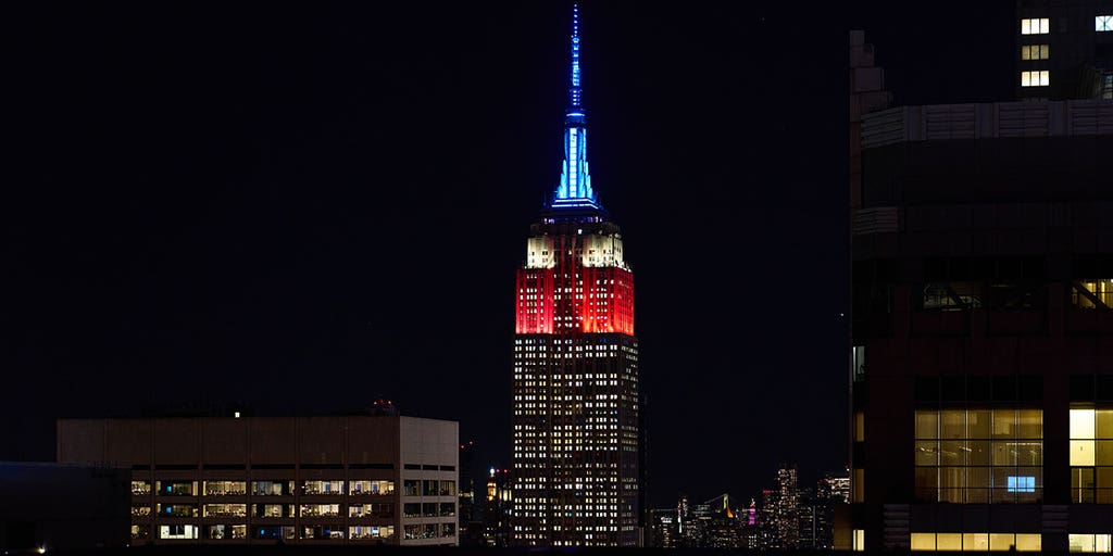 Empire State Building lights up red, white and blue to celebrate Fox News Channel's 30th anniversary