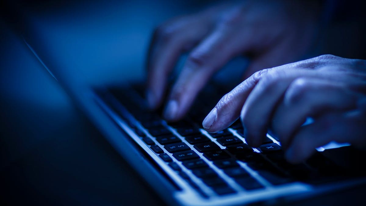 A hacker typing on their keyboard.