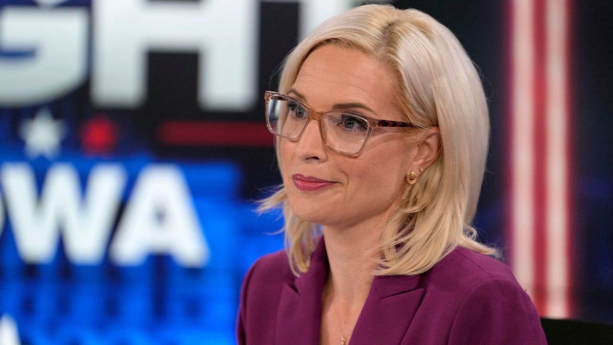 Republican nominee for U.S. Senate Ashley Hinson speaks during a televised debate with Democratic nominee for U.S. Senate Josh Turek at WHO 13, Tuesday, Oct. 13, 2026, in Des Moines, Iowa.