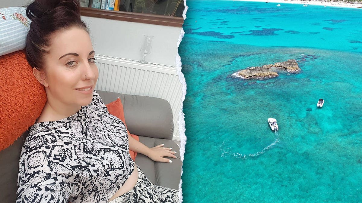 Leanne Gregory picture next to view of North Birmini Island