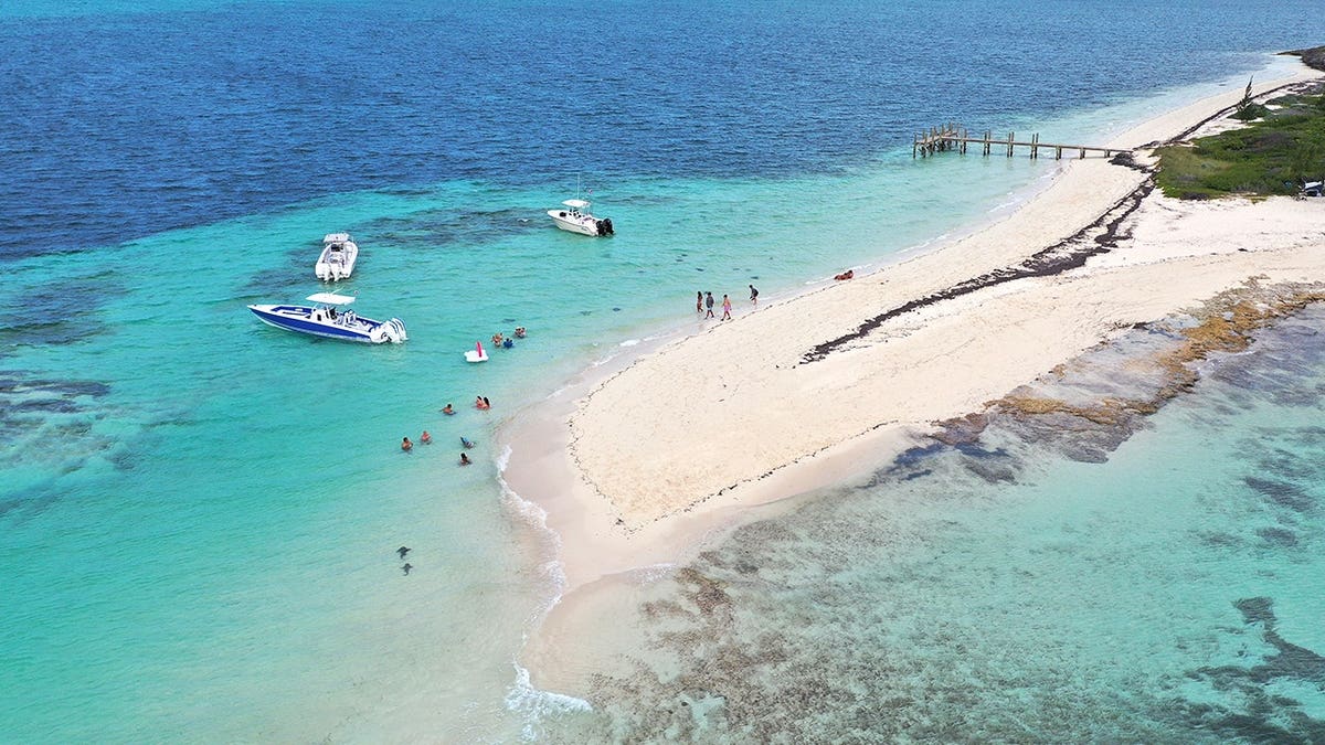 Aerial view of North Birmini Island in Bahamas
