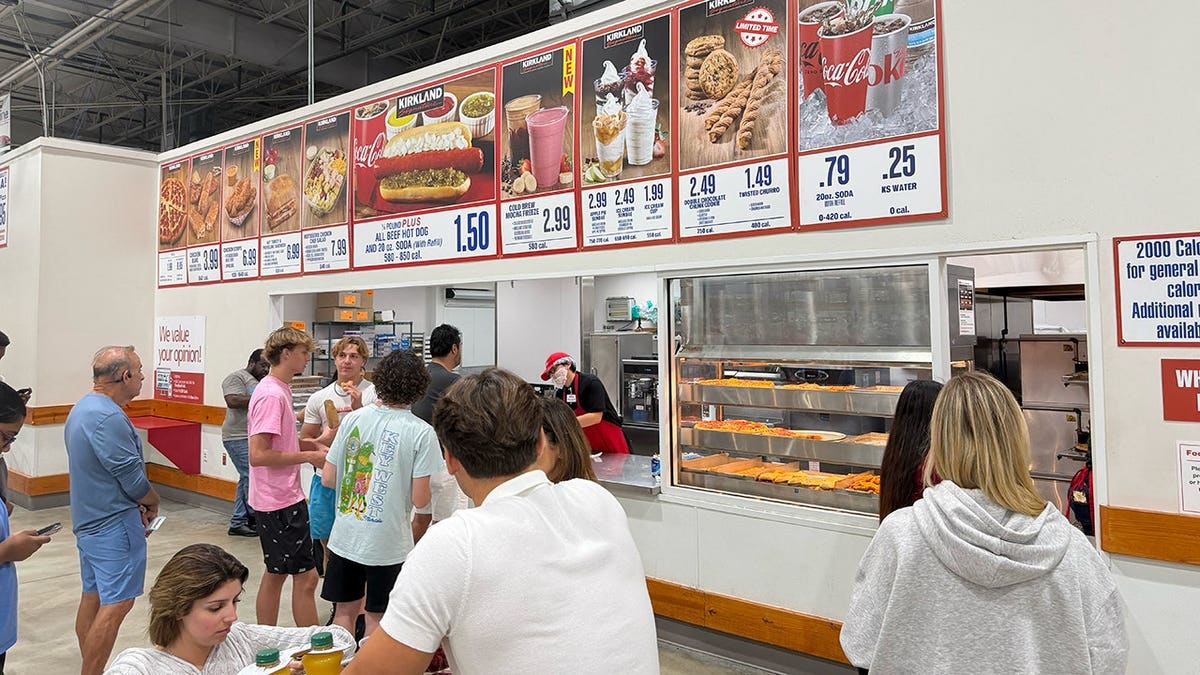 A menu sign at the Costco food court
