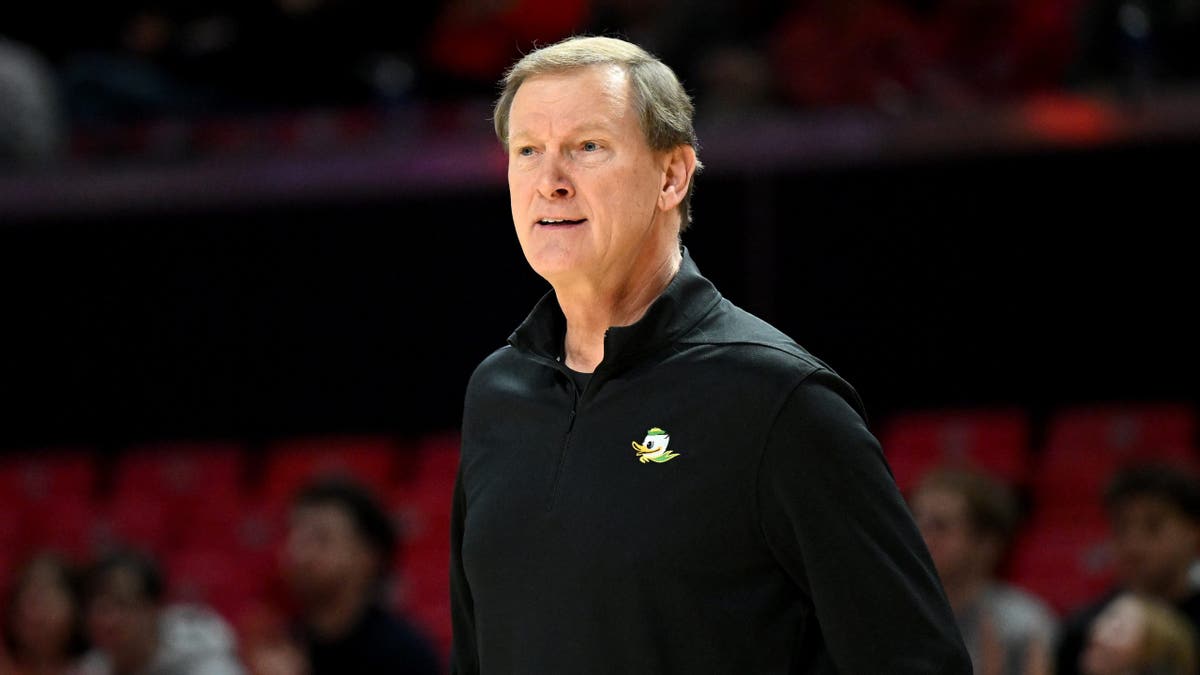 Dana Altman watches the game in College Park, Maryland