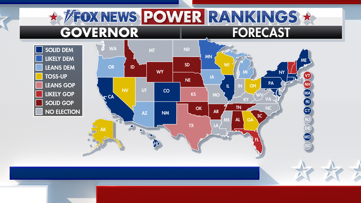 Fox News Power Rankings on gubernatorial forecast.