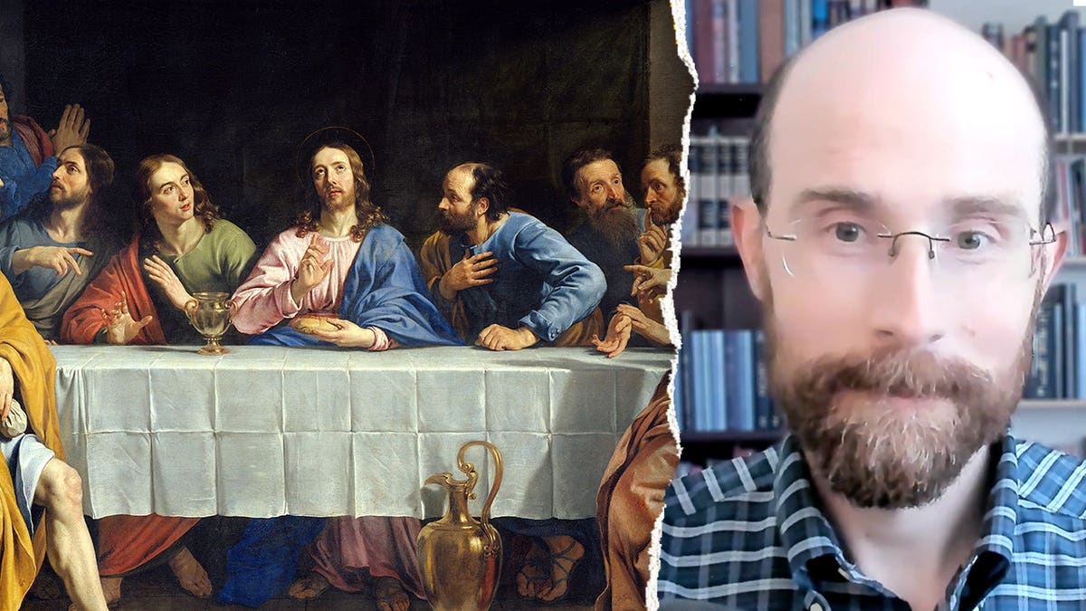 Split image of Last Supper painting, TC Schmidt