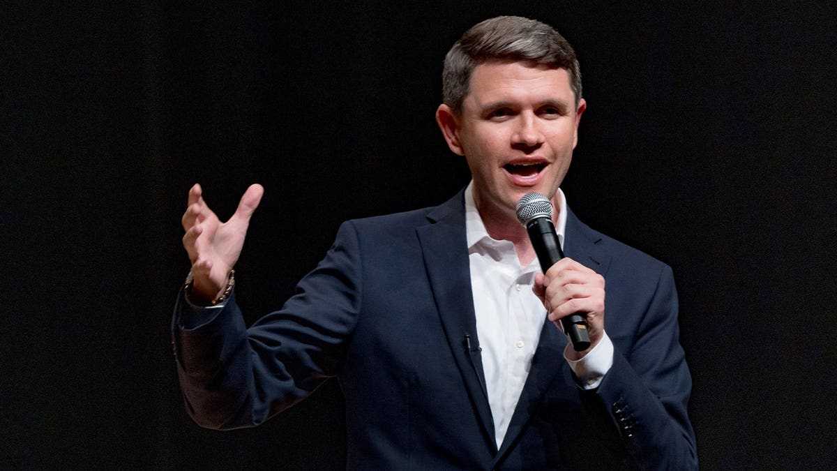 Texas state Rep. James Talarico, who is running for U.S. Senate, speaks during a town hall on Saturday, July 11, 2026, at the Plaza Theatre in El Paso, Texas.