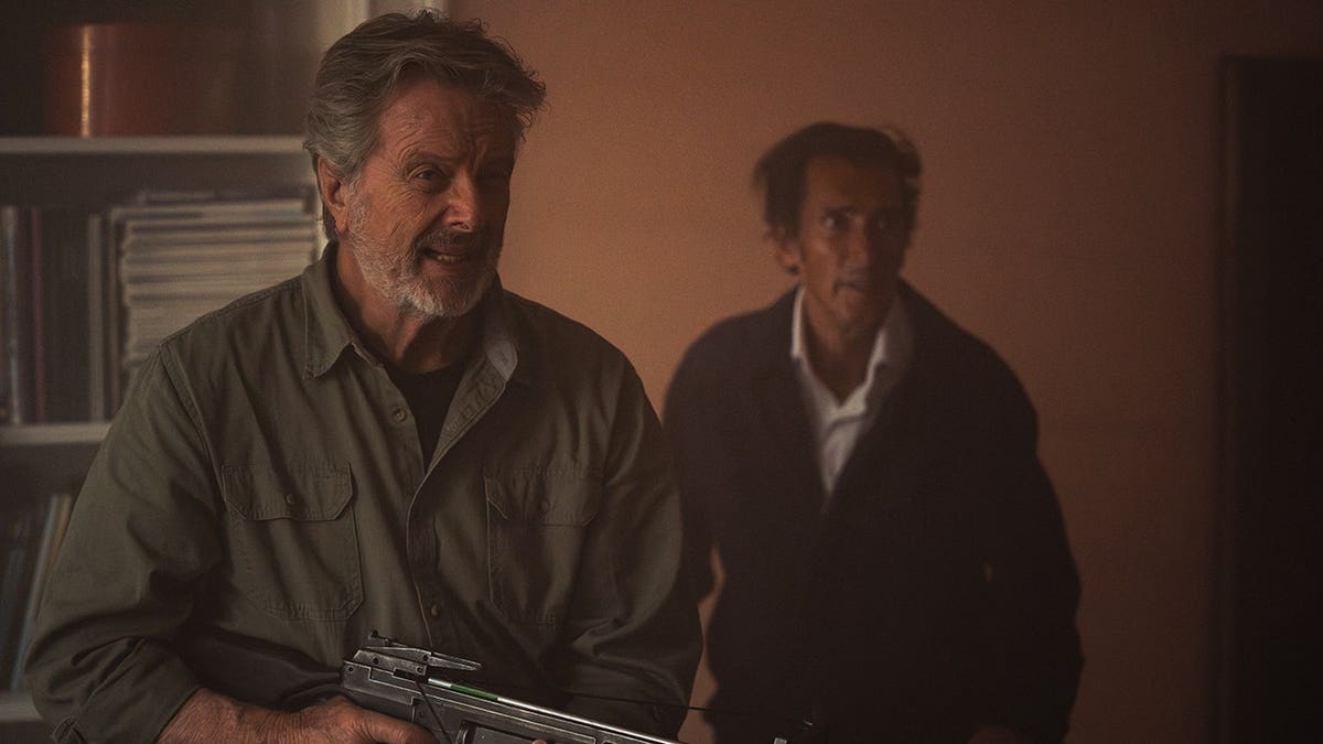 A tense scene from the action spy thriller