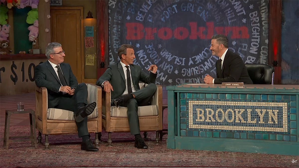 Oliver, Meyers, Kimmel talk on Kimmel's show