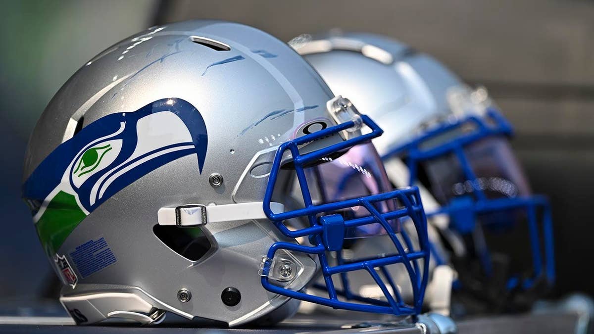 Seattle Seahawks throwback helmet displayed during a game at Lumen Field