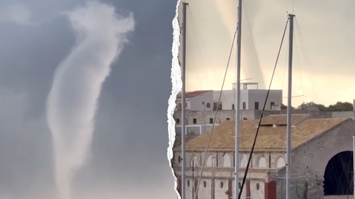View of gigantic tornado in Sicilian town