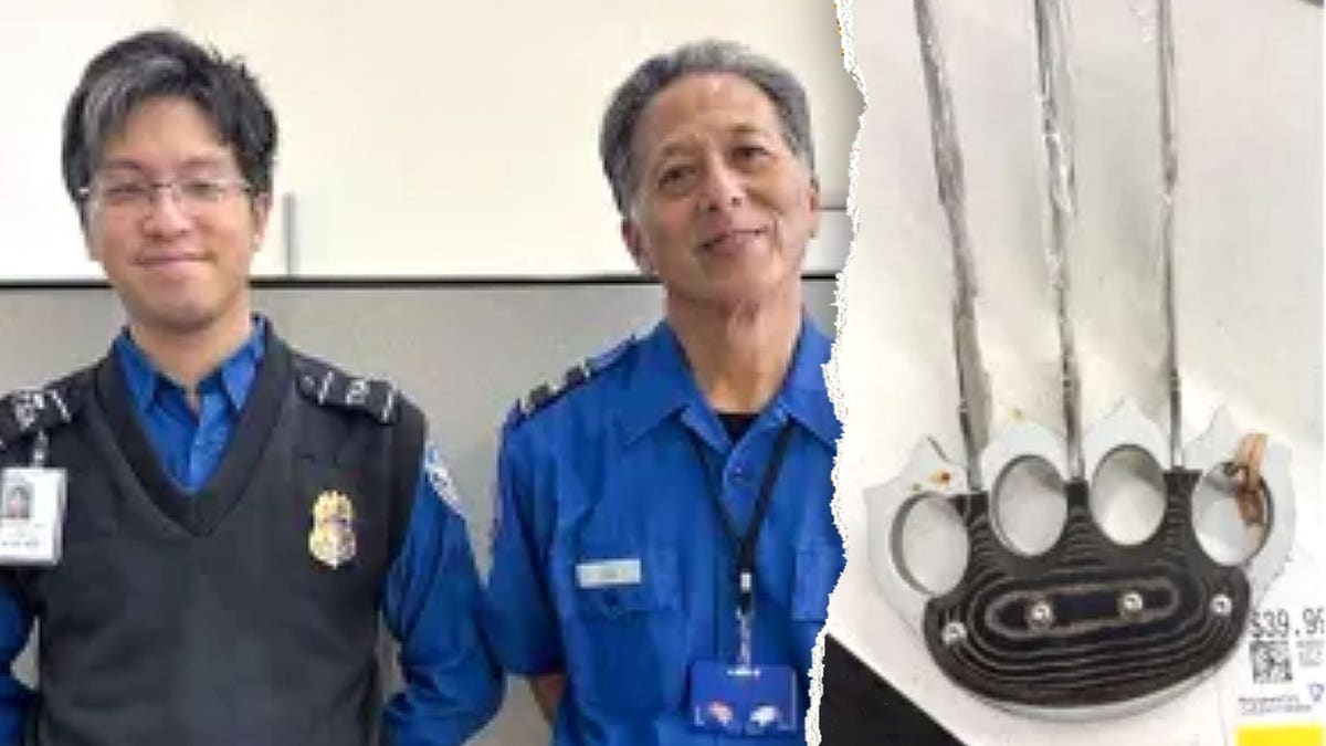 TSA officers and dangerous object found in airport security screening
