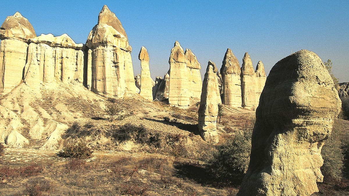 View of fairy chimneys in Cappadoccia, Turkey