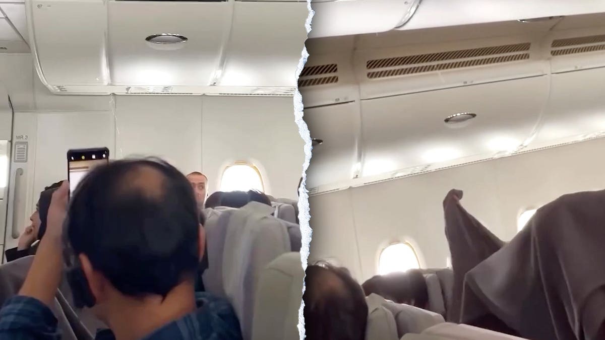 Passengers reacting to Emirates water leak