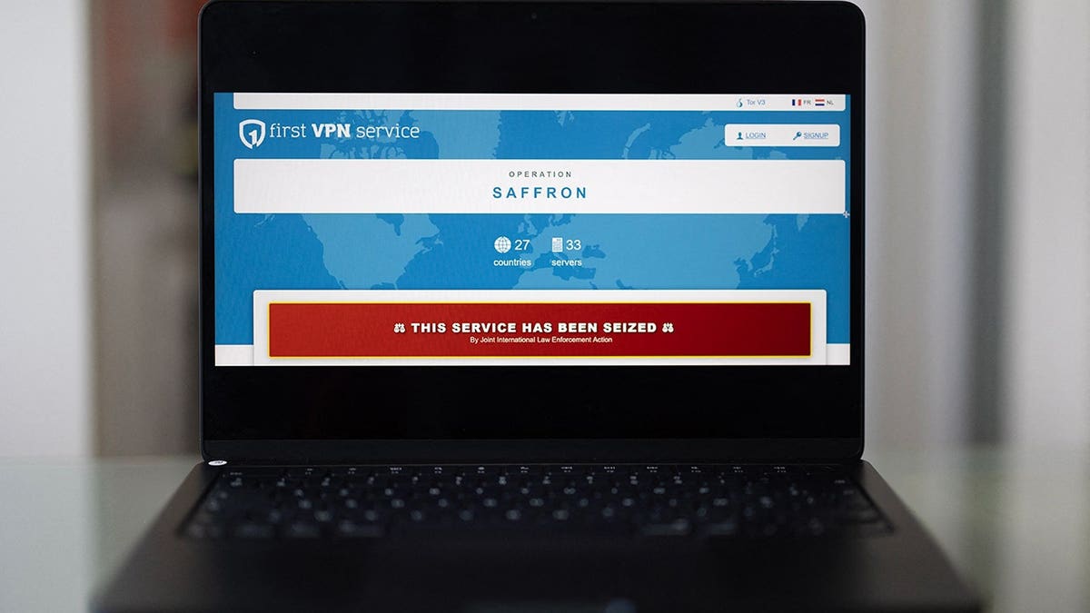 A VPN screen on a laptop.