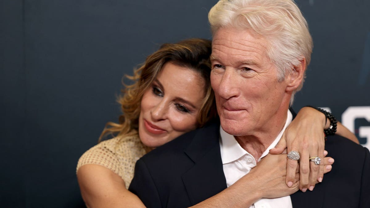 Alejandra Silva and Richard Gere attend the premiere of Paramount+'s