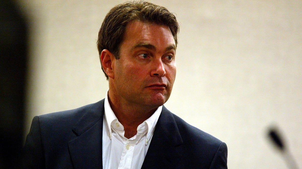 Max Factor heir Andrew Luster stands during break in trial in Ventura County Superior Court