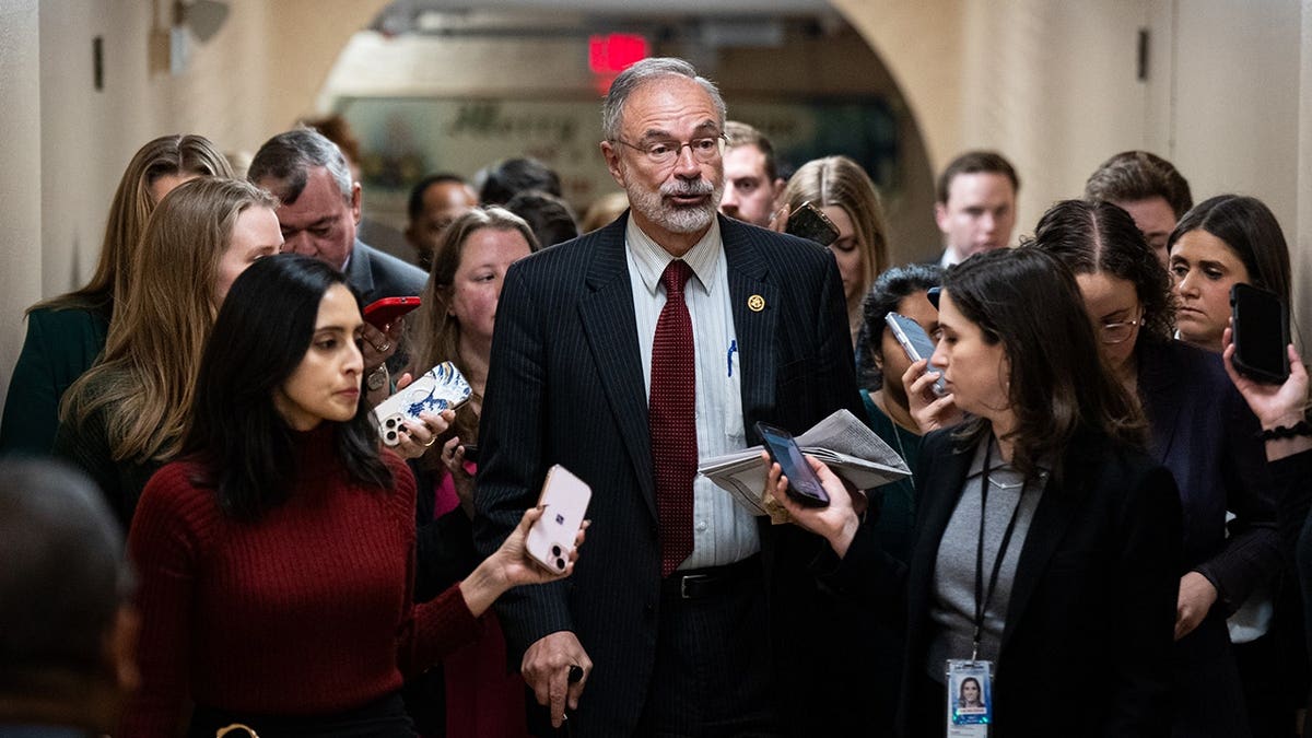 Rep. Andy Harris speaks to members of the media at the U.S. Capitol.