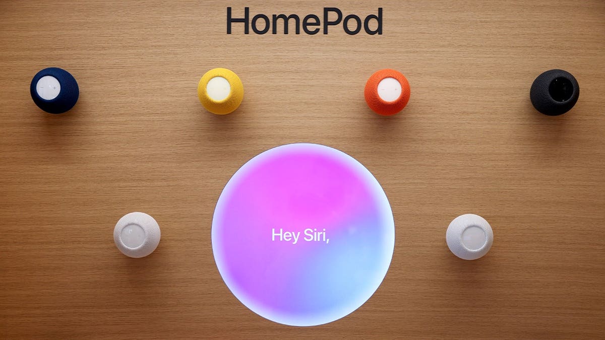 Apple's HomePod product on display at an Apple store.