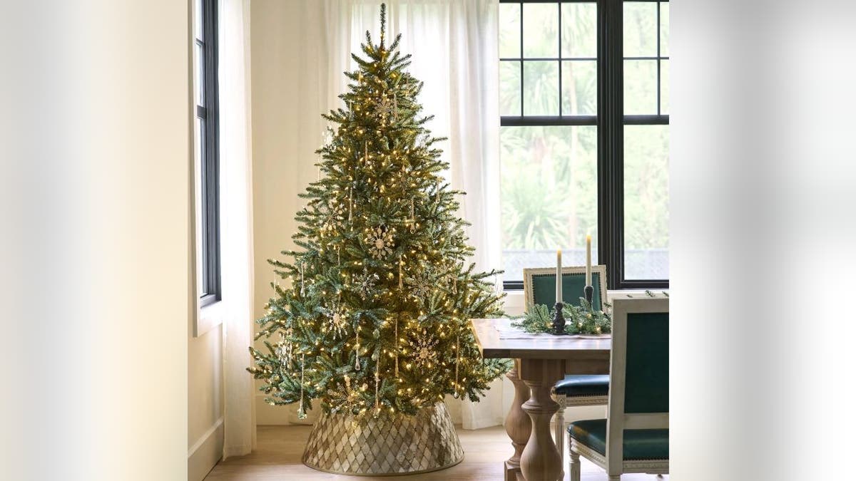 The tree is already pre-lit, so you don’t have to add lights.