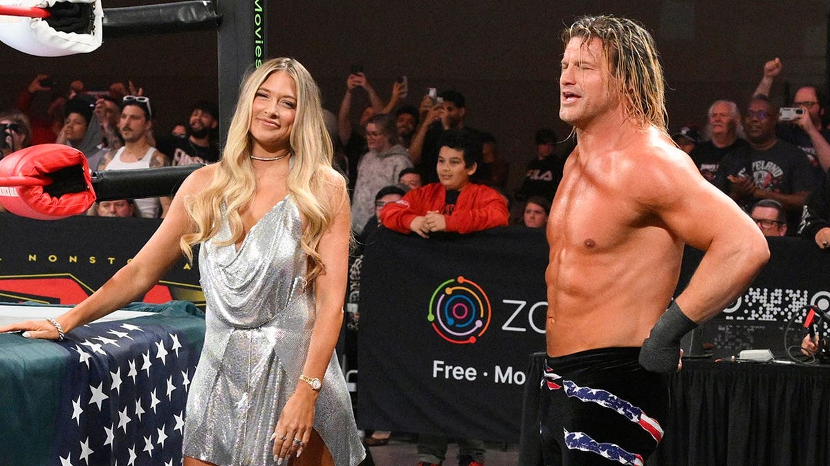 Barbie Blank and Nic Nemeth participate in the U.S. vs. Canada Border Brawl.