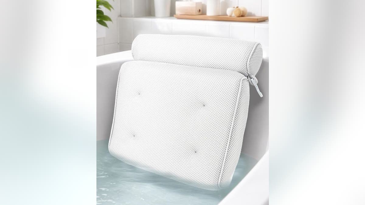 Suction cups keep the pillow from slipping. 