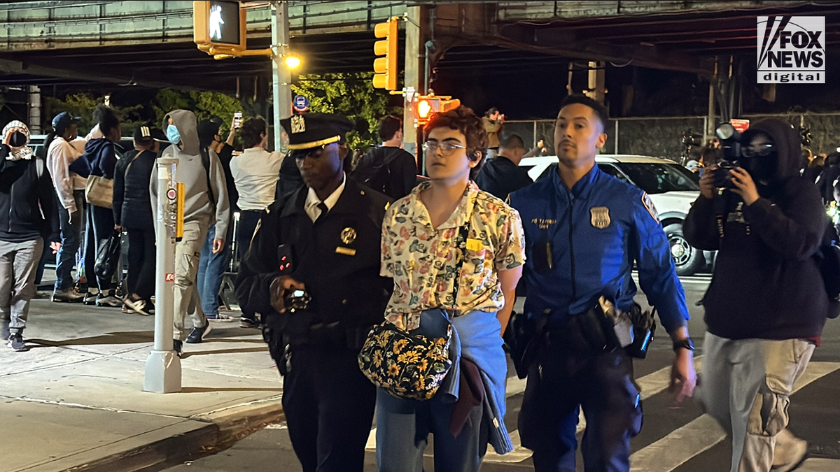 A protester is taken into custody as demonstrations erupt in the Bronx following an ICE-involved shooting in New York City on Thursday, Oct. 8, 2026.