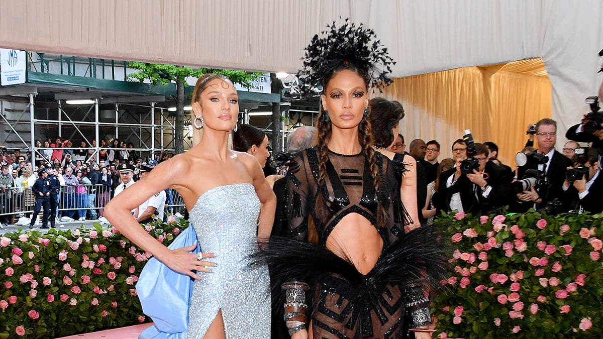 Candice Swanepoel and Joan Smalls at the Met Gala at the Metropolitan Museum of Art.
