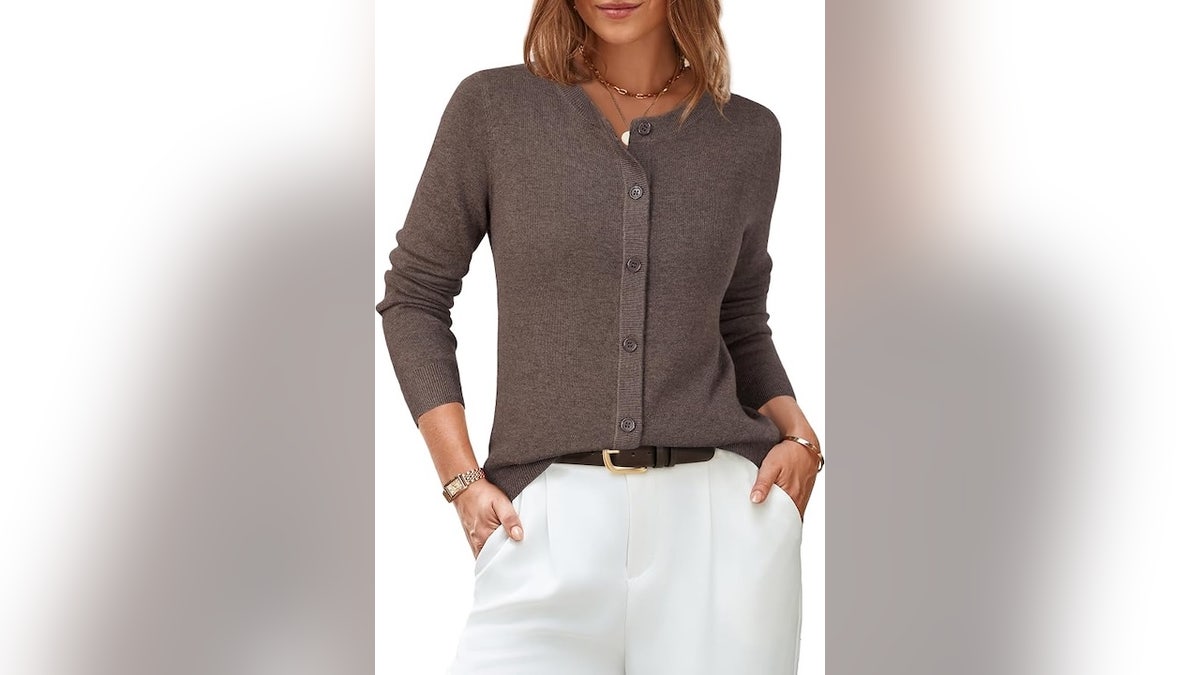 A warm and soft wool-blend cardigan for the fall and winter.