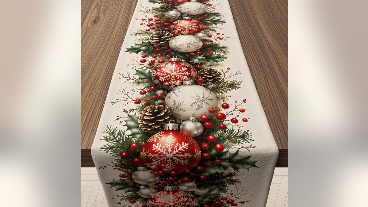 A festive table runner is a quick way to decorate.