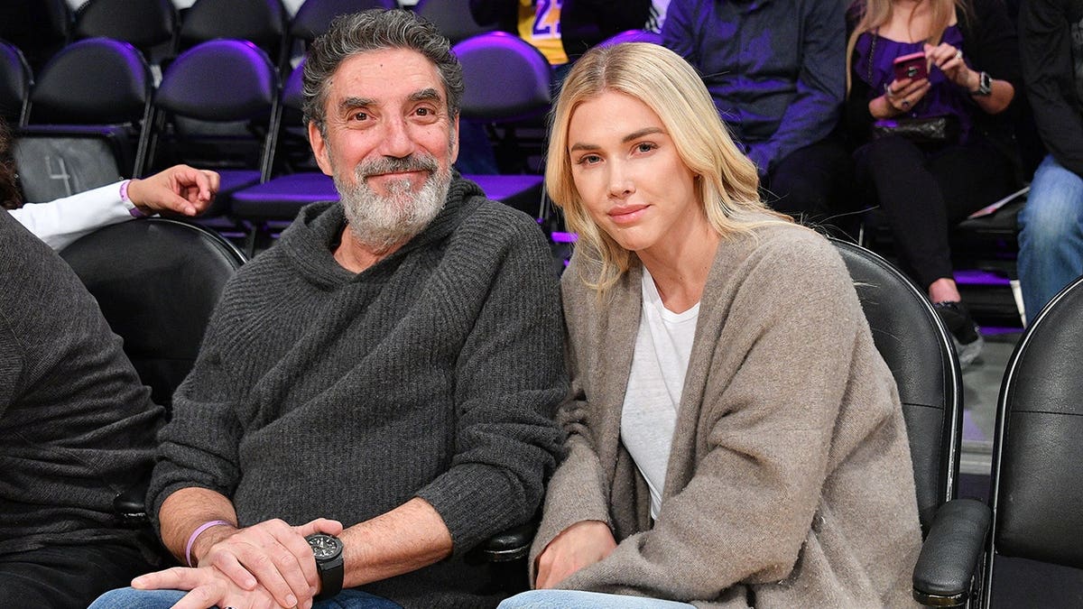 Chuck Lorre and Arielle at a basketball game in Los Angeles in February 2020.