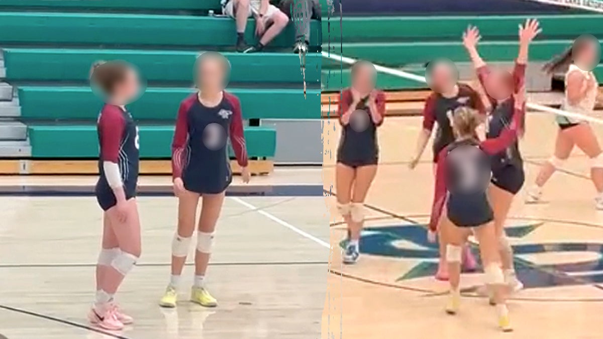 Volleyball players celebrate
