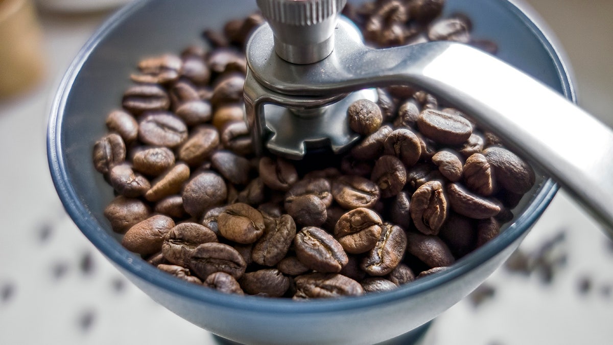 Coffee beans in grinder