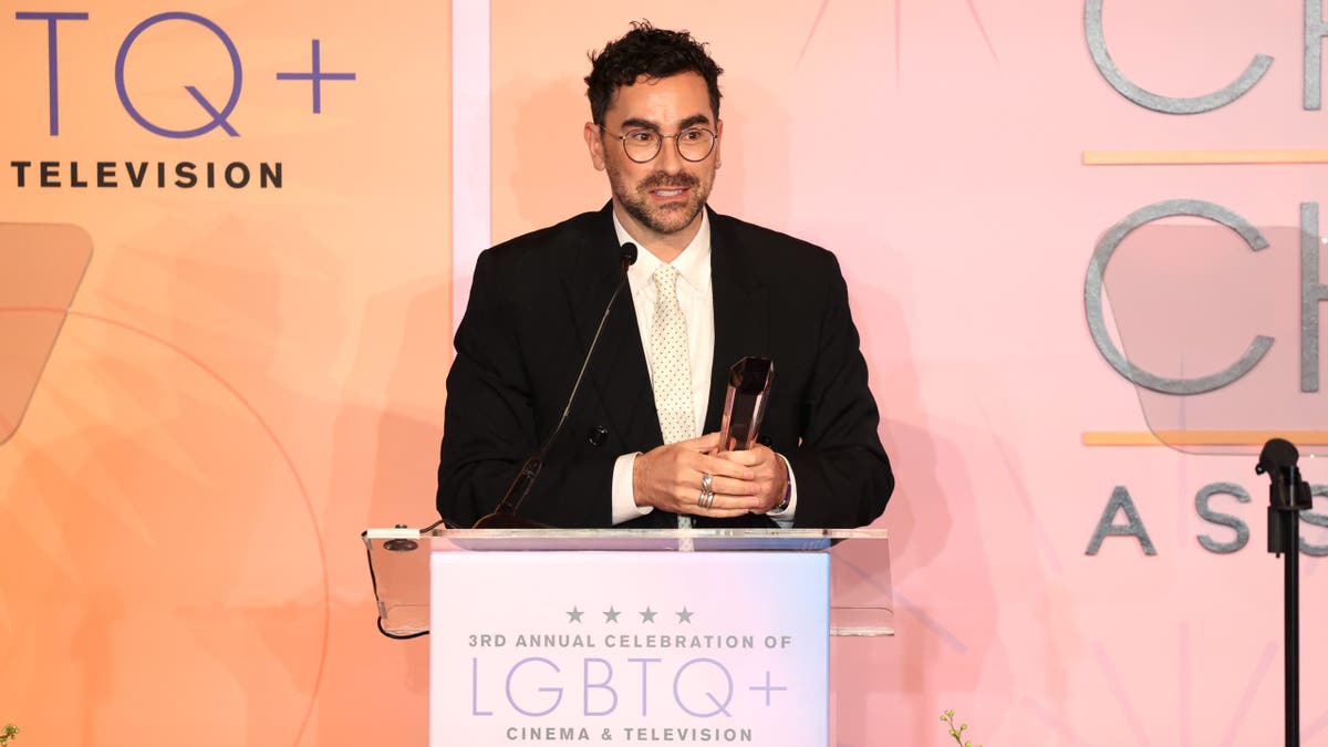 Dan Levy accepts the Vanguard Award onstage during The Critics Choice Association's 3rd Annual Celebration of LGBTQ+ Cinema & Television.
