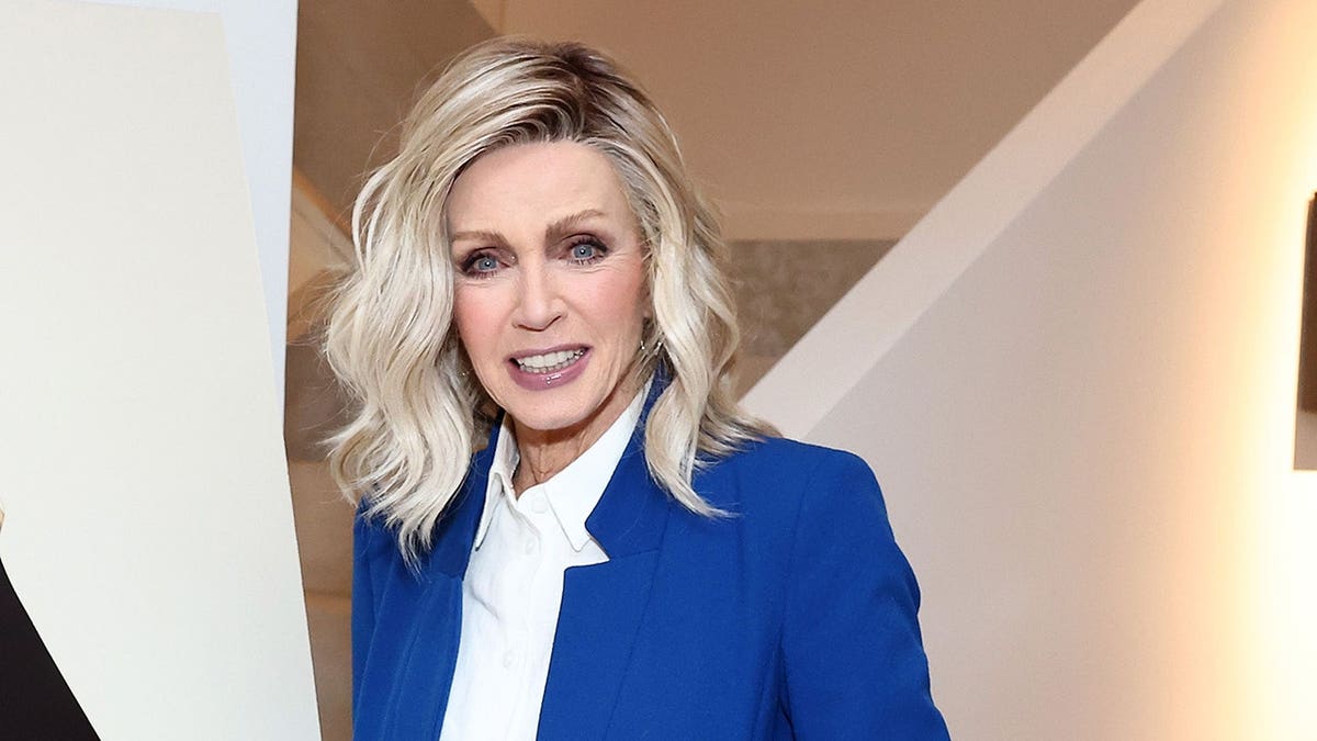 Donna Mills in blue blazer 2024