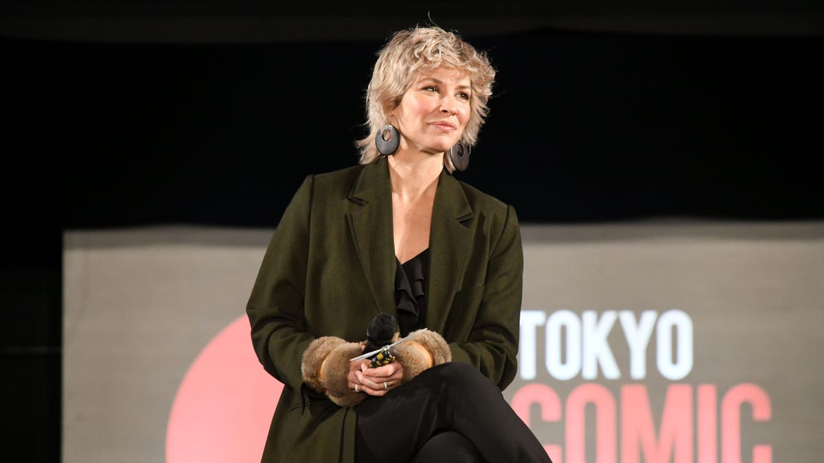 Evangeline Lily speaks at Tokyo Comic Con 2023 in Chiba, Japan.