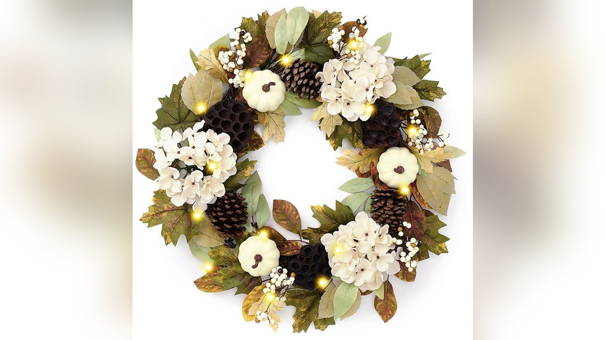 Add some fun to your entryway with a light-up wreath.