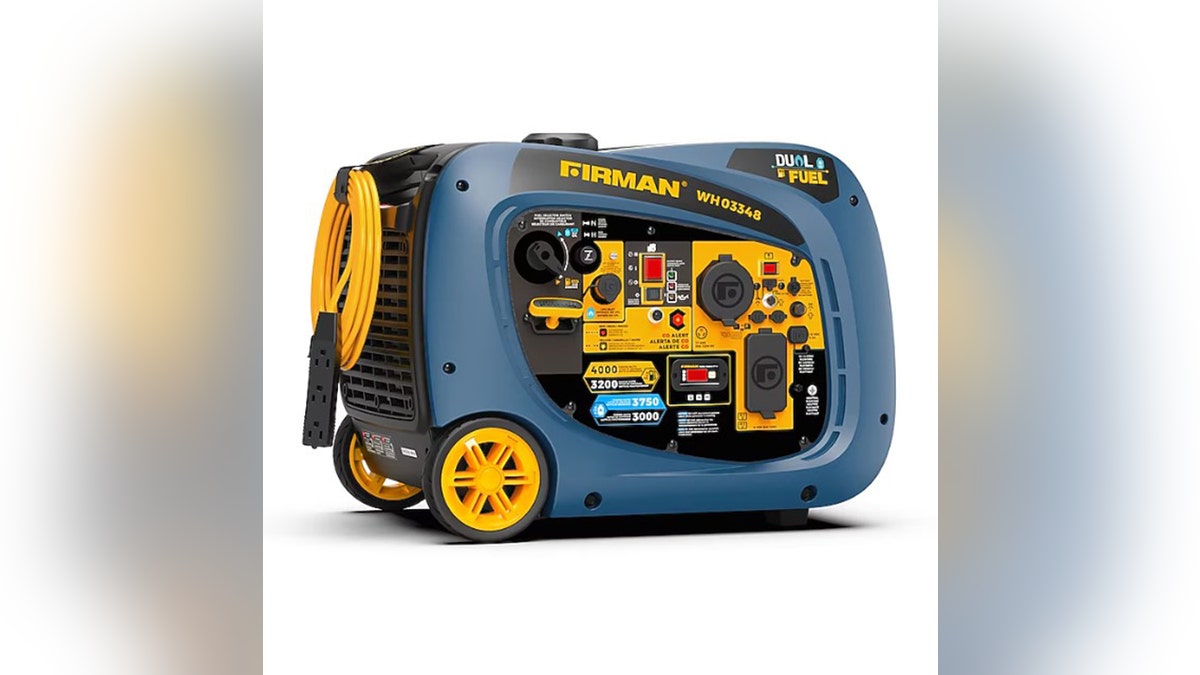 Built-in wheels and a folding handle make this generator easy to transport.