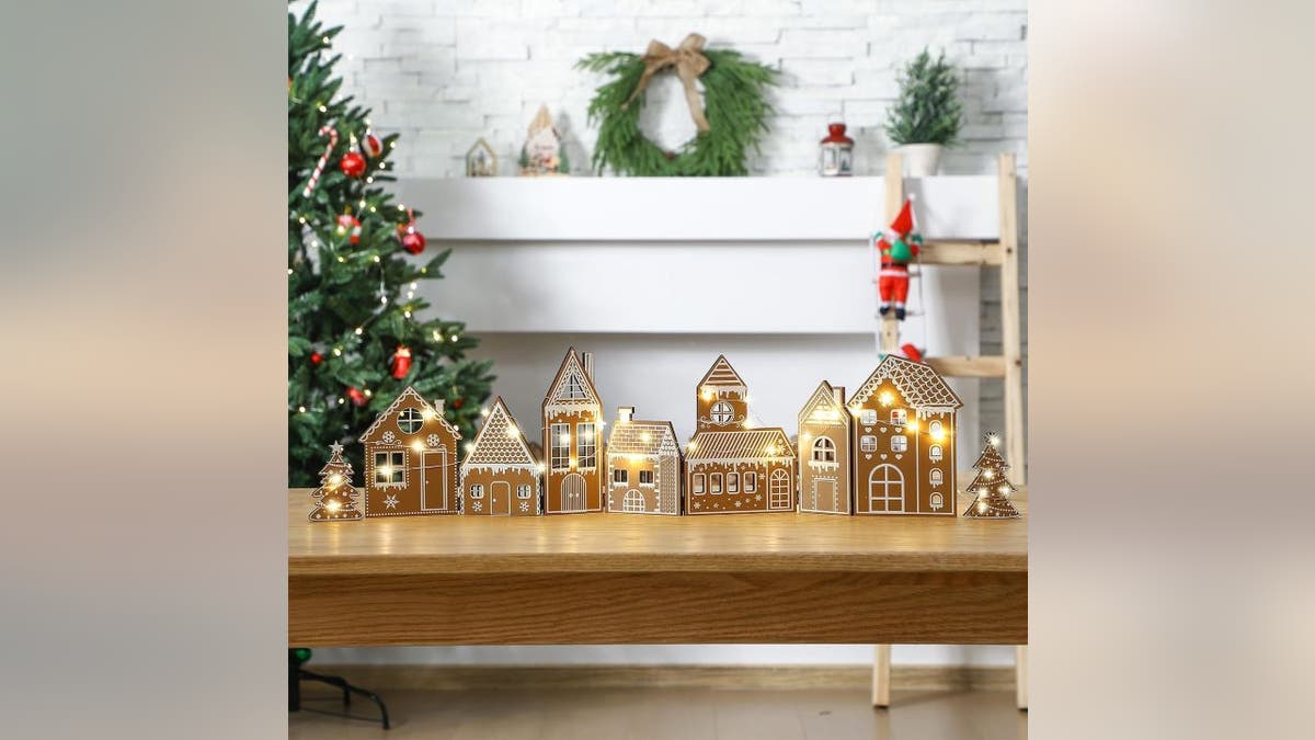 A lighted gingerbread house village brings some easy Christmas cheer.