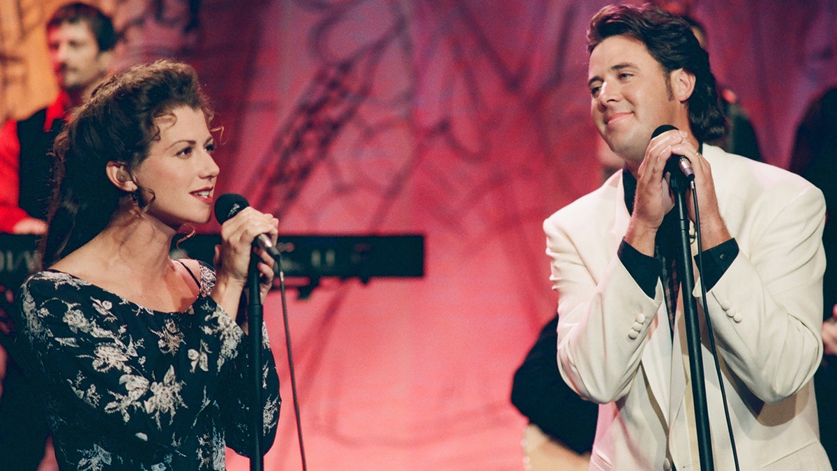 Amy Grant and Vince Gill on stage together on The Tonight Show in 1994.