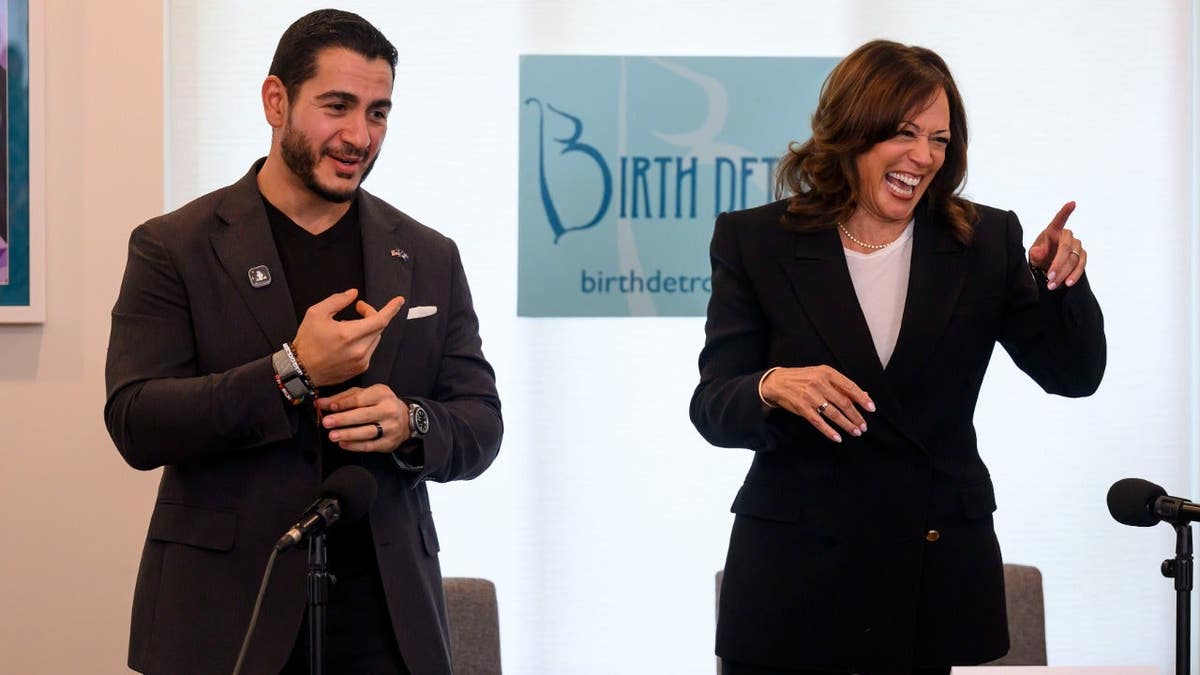 Michigan Democratic Senate candidate Abdul El-Sayed and former Vice President Kamala Harris participate in event in September.