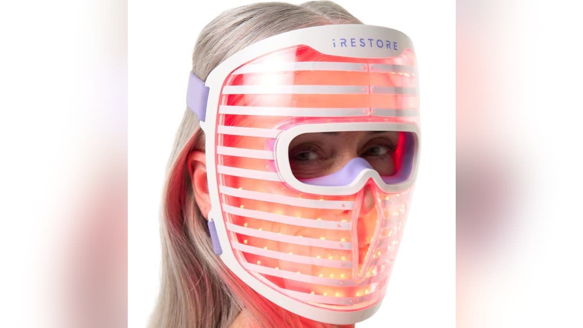 Work towards smoother skin with the red light therapy mask. 