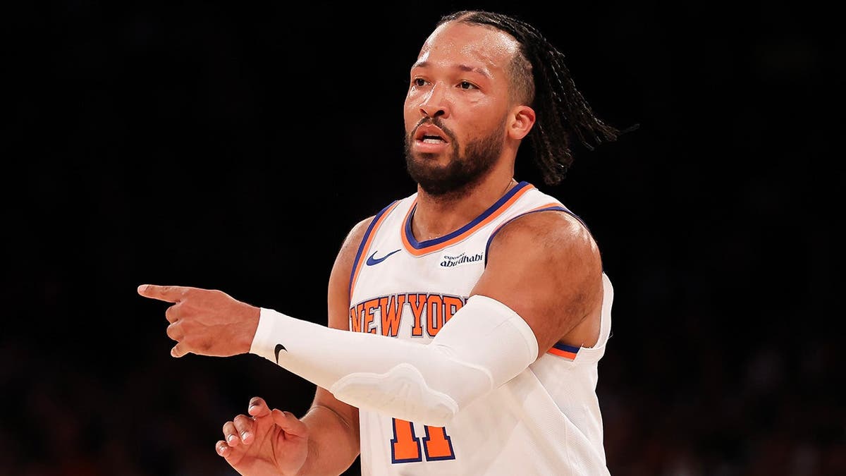 Jalen Brunson reacts during a preseason game at Madison Square Garden.