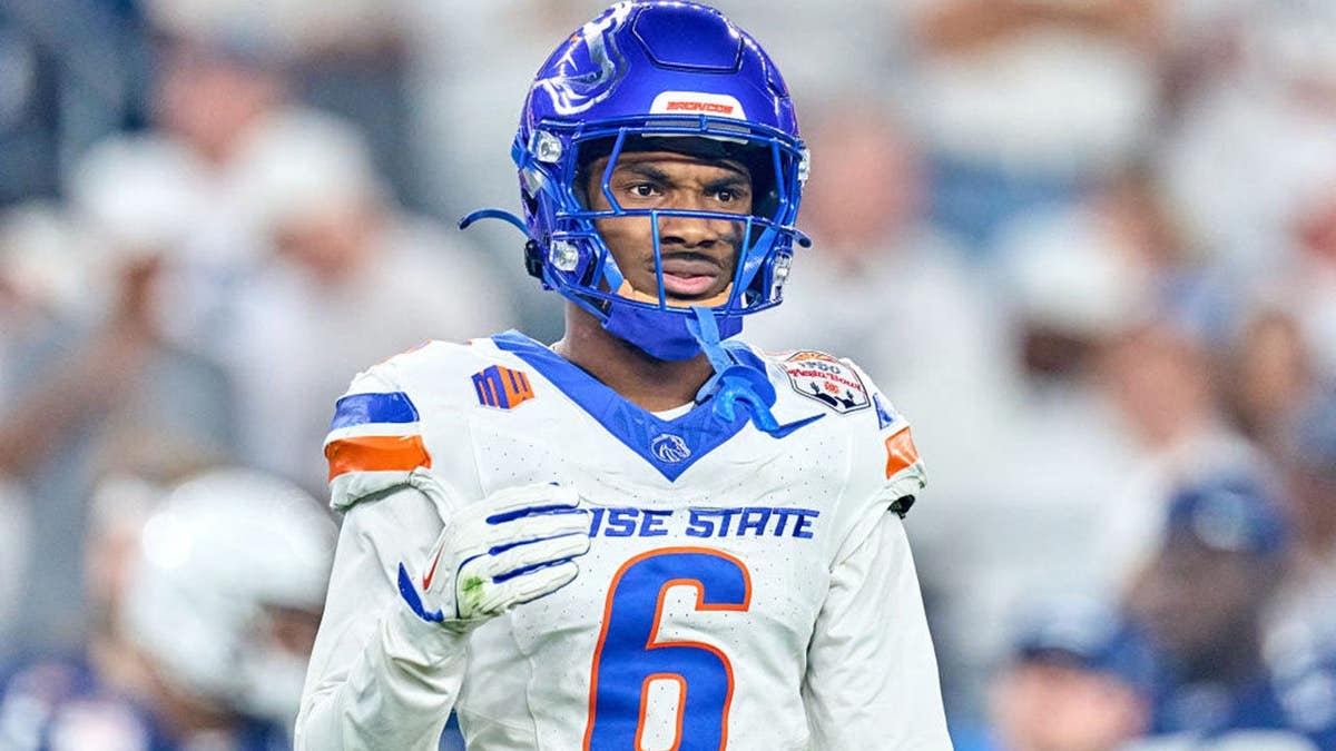 Jeremiah Earby, Boise State cornerback, looks on during the Fiesta Bowl.