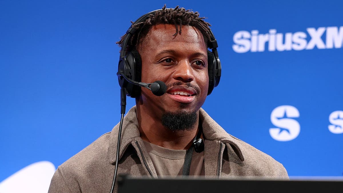 Jonathan Stewart visits SiriusXM on Radio Row at Super Bowl LX in San Francisco.