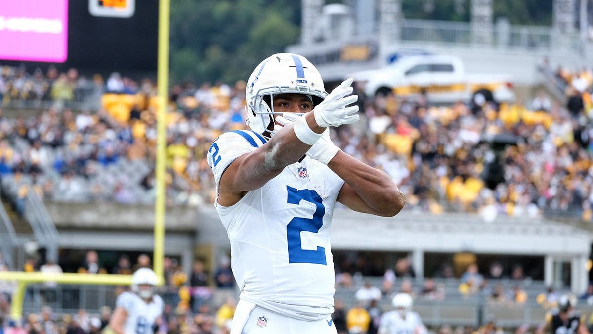 Josh Downs, number 2, stands during the Steelers vs. Colts game at Acrisure Stadium.