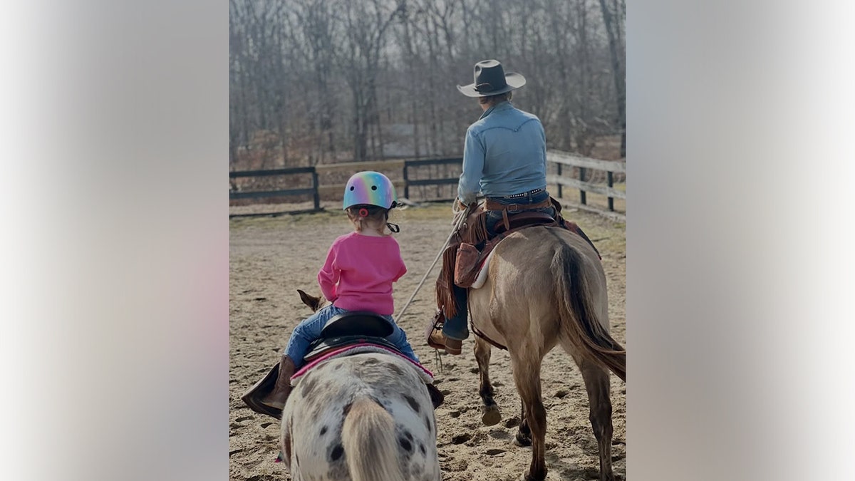 Kaliyah and Cactus riding horses