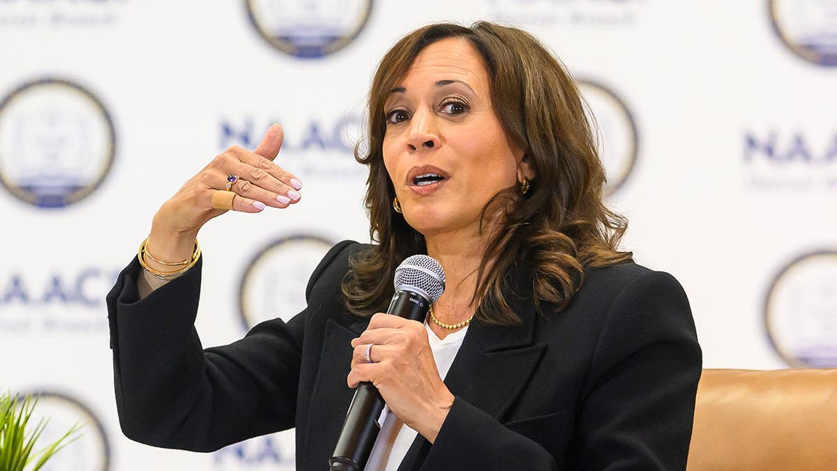 Kamala Harris participates in a fireside chat with Rev. Wendell Anthony and Rev. Genetta Y. Hatcher.