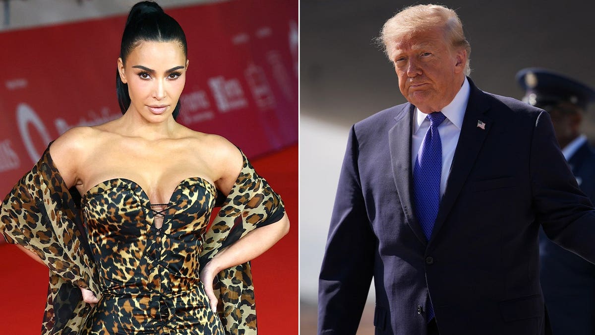 A split image of Kim Kardashian and Donald Trump.