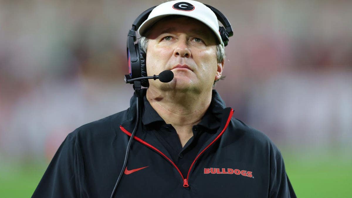 Kirby Smart reacts on the sideline during a game at Bryant-Denny Stadium.